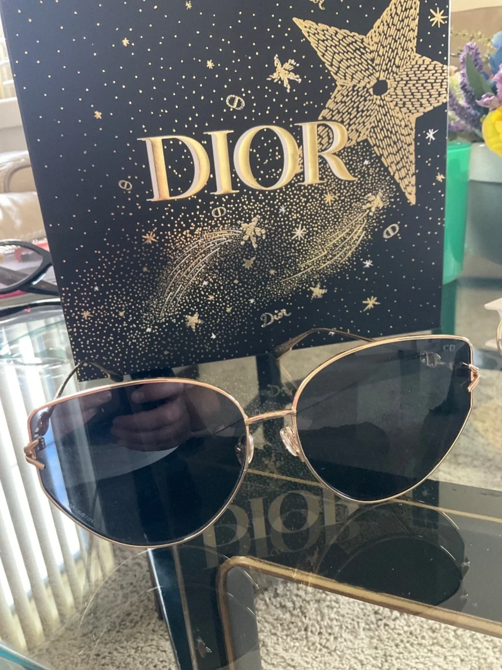 DIOR Gold Frame Gipsy 1 J5G2K Cat Eye Sunglasses - Picture 7 of 10
